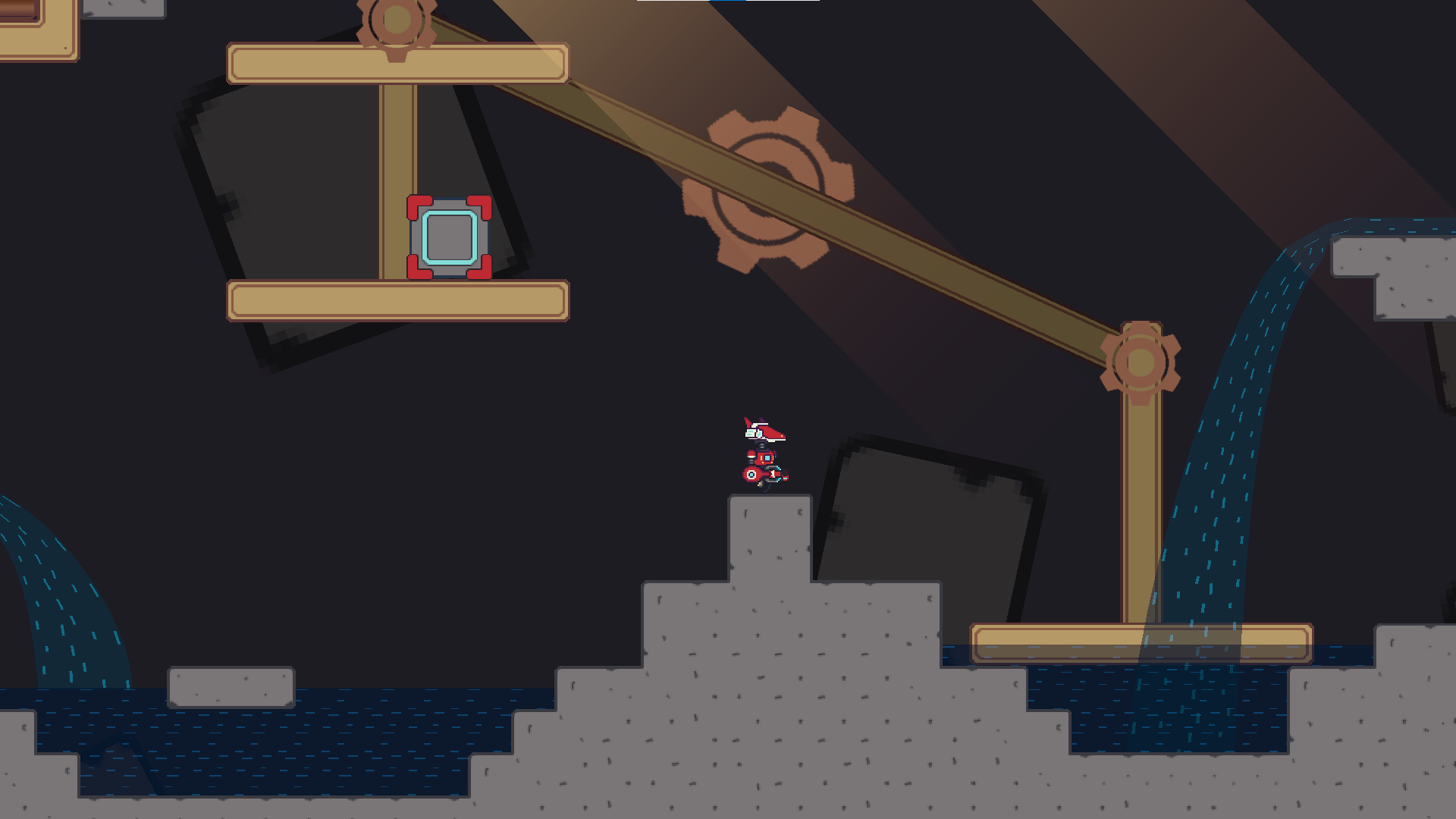 Screenshot of Boxed To Scale showcasing a level with a balance scale and water.