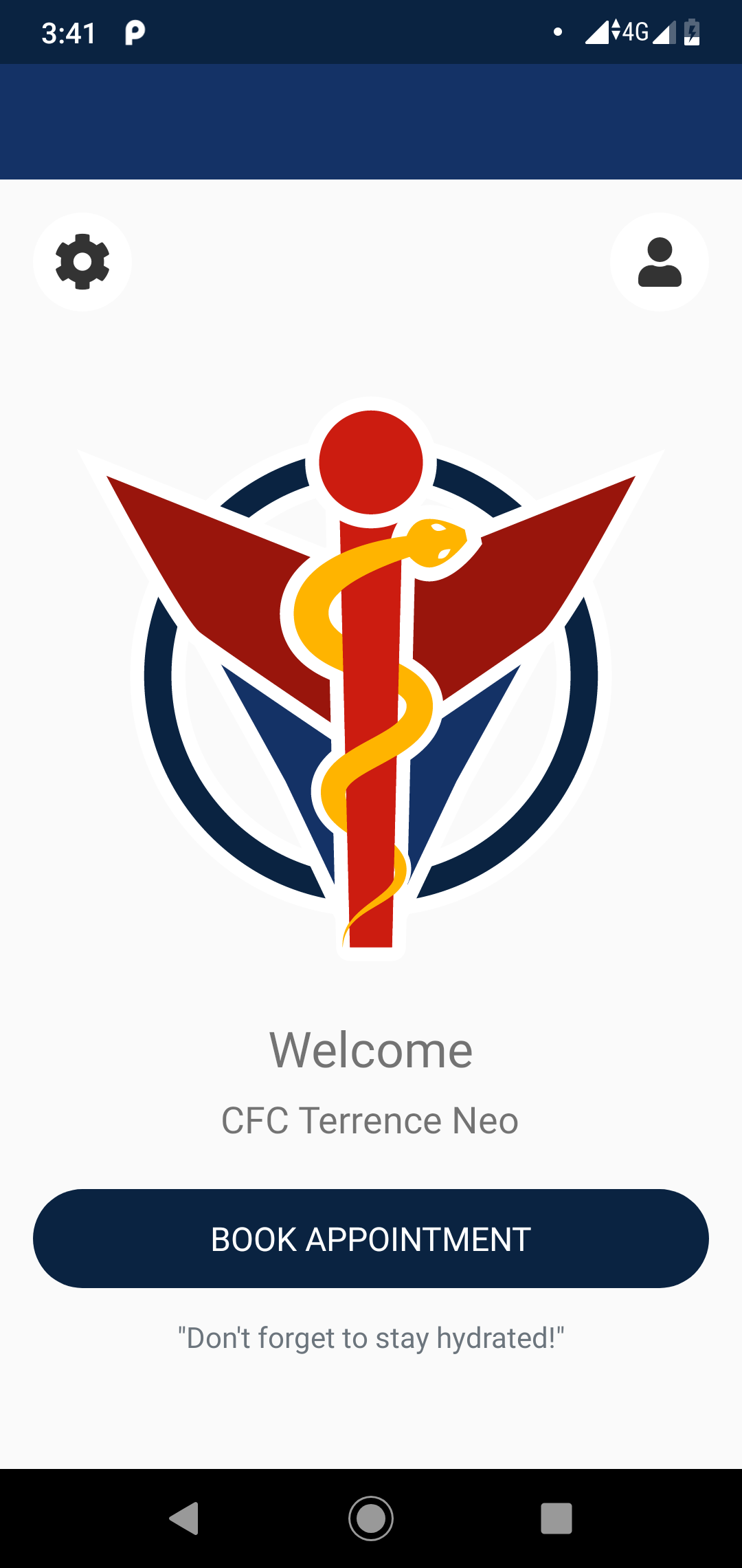 Screenshot of the Medi-Q app homepage